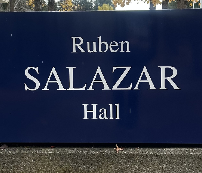 Salazar Hall sign