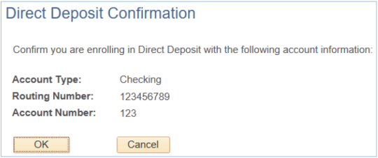 Direct Deposit Confirmation