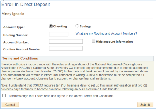 Enroll in Direct Deposit