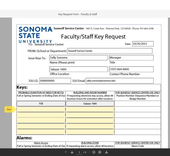 Key request faculty/staff step 10a