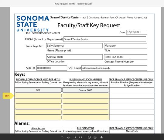 Key request faculty/staff step 13a
