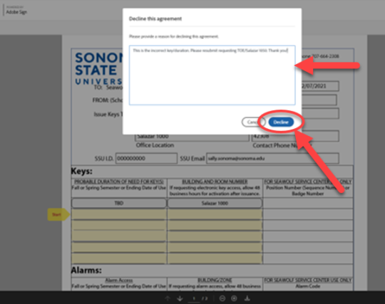 Faculty/Staff key request step 10e